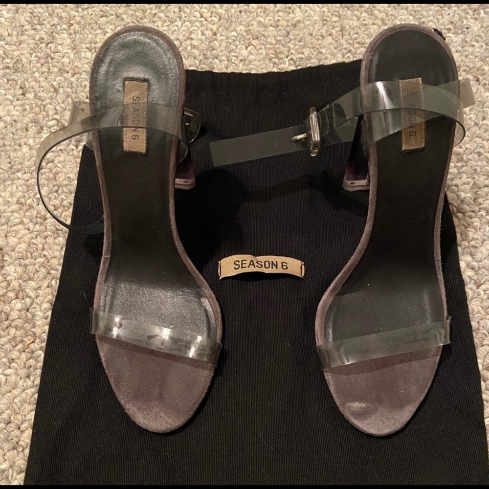 Authentic Yeezy Lucite Heels in Grey size 6.5